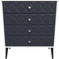 Welcome Furniture Ready Assembled Pixel 4 Drawer Chest In Indigo Matt & White