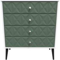 Welcome Furniture Ready Assembled Pixel 4 Drawer Chest In Labrador Green & White