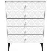 Welcome Furniture Ready Assembled Pixel 5 Drawer Chest In White Matt