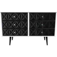 Welcome Furniture Ready Assembled Pixel 6 Drawer Chest In Deep Black & White