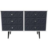 Welcome Furniture Ready Assembled Pixel 6 Drawer Midi Chest In Indigo Matt & White