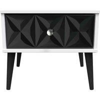 Welcome Furniture Ready Assembled Pixel 1 Drawer Bedside In Deep Black & White