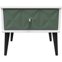 Welcome Furniture Ready Assembled Pixel 1 Drawer Bedside In Labrador Green & White