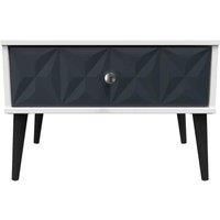 Welcome Furniture Ready Assembled Pixel 1 Drawer Wide Side Table In Indigo Matt & White
