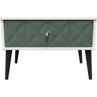 Welcome Furniture Ready Assembled Pixel 1 Drawer Midi Chest With Legs In Labrador Green & White