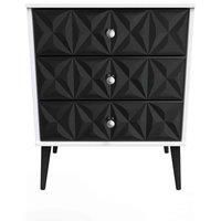 Welcome Furniture Ready Assembled Pixel 3 Drawer Chest In Deep Black & White