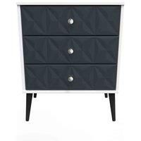 Welcome Furniture Ready Assembled Pixel 3 Drawer Midi Sideboard In Indigo Matt & White