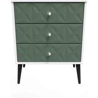 Welcome Furniture Ready Assembled Pixel 3 Drawer Chest In Labrador Green & White