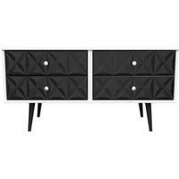 Welcome Furniture Ready Assembled Pixel 4 Drawer Bed Box In Deep Black & White
