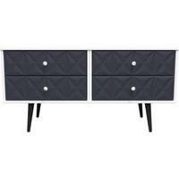 Welcome Furniture Ready Assembled Pixel 4 Drawer Bed Box In Indigo Matt & White