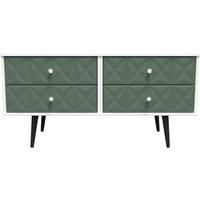 Welcome Furniture Ready Assembled Pixel 4 Drawer Bed Box In Labrador Green & White