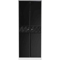 Welcome Furniture Ready Assembled Pixel 2 Door Wardrobe In Deep Black & White