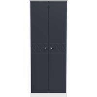 Welcome Furniture Ready Assembled Pixel Tall Plain Wardrobe In Indigo Matt & White