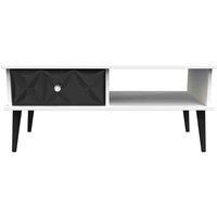 Welcome Furniture Ready Assembled Pixel 1 Drawer Coffee Table In Deep Black & White