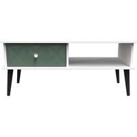 Welcome Furniture Ready Assembled Pixel 1 Drawer Coffee Table In Labrador Green & White