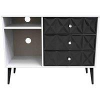 Welcome Furniture Ready Assembled Pixel 3 Drawer Tv Unit In Deep Black & White