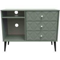 Welcome Furniture Ready Assembled Pixel 3 Drawer Tv Unit In Reed Green