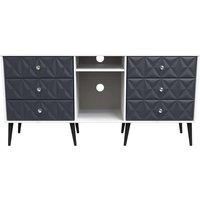 Welcome Furniture Ready Assembled Pixel 6 Drawer Tv Unit With Legs In Indigo Matt & White