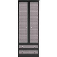 Welcome Furniture Ready Assembled Rattan 2 Door 2 Drawer Wardrobe In Smooth Black