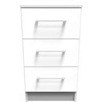 Welcome Furniture Ready Assembled Worcester 3 Drawer Bedside Cabinet In White Gloss