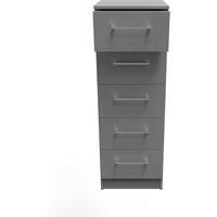 Welcome Furniture Ready Assembled Worcester 5 Drawer Tallboy In Uniform Grey Gloss & Dusk Grey