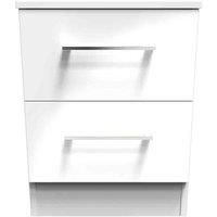 Welcome Furniture Ready Assembled Worcester 2 Drawer Bedside Cabinet In White Gloss