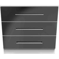 Welcome Furniture Ready Assembled Worcester 3 Drawer Chest In Black Gloss & White