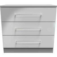 Welcome Furniture Ready Assembled Worcester 3 Drawer Chest In Uniform Grey Gloss & Dusk Grey