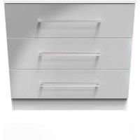 Welcome Furniture Ready Assembled Worcester 3 Drawer Chest In Uniform Grey Gloss & White