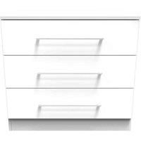 Welcome Furniture Ready Assembled Worcester 3 Drawer Chest In White Gloss