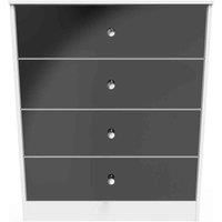 Welcome Furniture Ready Assembled Worcester 4 Drawer Chest In Black Gloss & White