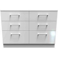 Welcome Furniture Ready Assembled Worcester 6 Drawer Wide Chest In White Gloss