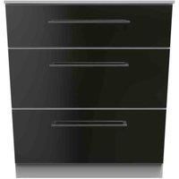 Welcome Furniture Ready Assembled Worcester 3 Drawer Deep Chest In Black Gloss & White