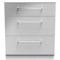 Welcome Furniture Ready Assembled Worcester 3 Drawer Deep Chest In Uniform Grey Gloss & White