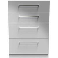 Welcome Furniture Ready Assembled Worcester 4 Drawer Deep Chest In Uniform Grey Gloss & White