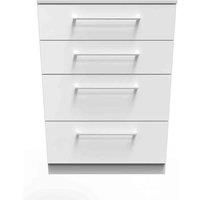 Welcome Furniture Ready Assembled Worcester 4 Drawer Deep Chest In White Gloss