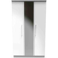 Welcome Furniture Ready Assembled Worcester Triple Mirror Wardrobe In White Gloss
