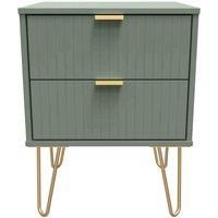 Welcome Furniture Ready Assembled Linear 2 Drawer Bedside Cabinet In Reed Green