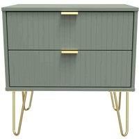 Welcome Furniture Ready Assembled Linear 2 Drawer Side Table In Reed Green