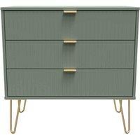 Welcome Furniture Ready Assembled Linear 3 Drawer Chest In Reed Green