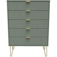 Welcome Furniture Ready Assembled Linear 5 Drawer Chest In Reed Green