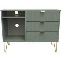 Welcome Furniture Ready Assembled Linear 3 Drawer Tv Unit In Reed Green