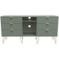 Welcome Furniture Ready Assembled Linear 6 Drawer Sideboard In Reed Green