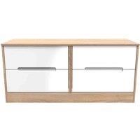 Welcome Furniture Ready Assembled Monaco 4 Drawer Bed Box In White Gloss & Bardolino Oak