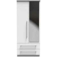 Welcome Furniture Ready Assembled Sherwood 2 Door 2 Drawer Mirrored Robe In Porcelain Matt