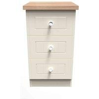 Welcome Furniture Ready Assembled Vienna 3 Drawer Bedside Cabinet In Cream Ash & Oak