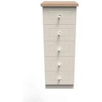 Welcome Furniture Ready Assembled Vienna 5 Drawer Tallboy In Cream Ash & Oak