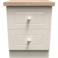 Welcome Furniture Ready Assembled Vienna 2 Drawer Bedside Cabinet In Cream Ash & Oak