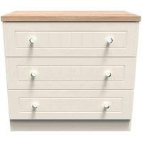 Welcome Furniture Ready Assembled Vienna 3 Drawer Chest In Cream Ash & Oak