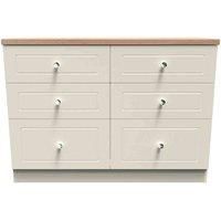 Welcome Furniture Ready Assembled Vienna 6 Drawer Wide Chest In Cream Ash & Oak